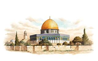 al aqsa moschea illustrazione su bianca sfondo foto