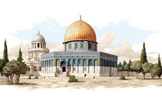 al aqsa moschea illustrazione su bianca sfondo foto