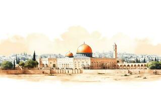 al aqsa moschea illustrazione su bianca sfondo foto