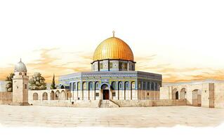 al aqsa moschea illustrazione su bianca sfondo foto