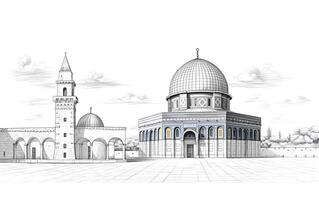 al aqsa moschea illustrazione su bianca sfondo foto