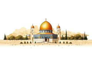 al aqsa moschea illustrazione su bianca sfondo foto