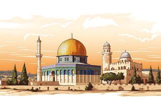 al aqsa moschea illustrazione su bianca sfondo foto