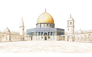 al aqsa moschea illustrazione su bianca sfondo foto