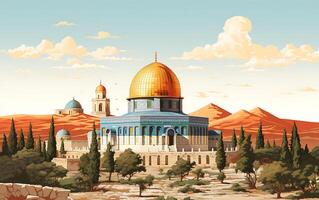 al aqsa moschea illustrazione su bianca sfondo foto