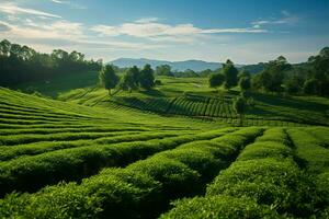 pittoresco mae chan choui fong tè piantagione, un' chiang rai gemma ai generato foto