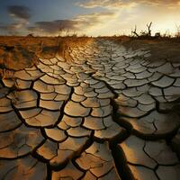 nature allarme incrinato, secco suolo nel deserto parla di clima i cambiamenti gravità per sociale media inviare dimensione ai generato foto