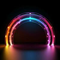 un' vivido 3d semicerchio nel neon colori contro un' buio sfondo per sociale media inviare dimensione ai generato foto