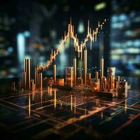 attività commerciale decisioni informato di candeliere grafico illustrare azione mercato tendenze effettivamente per sociale media inviare dimensione ai generato foto