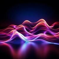 raggiante neon onde nel un astratto, ultravioletto laser leggero mostrare per sociale media inviare dimensione ai generato foto