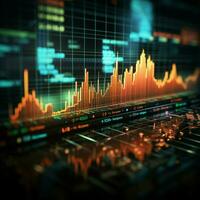 grafici illustrare attività commerciale e azione mercato tendenze per informato il processo decisionale per sociale media inviare dimensione ai generato foto