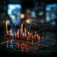 attività commerciale decisioni informato di candeliere grafico illustrare azione mercato tendenze effettivamente per sociale media inviare dimensione ai generato foto