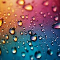 piccolo gocce di pioggia su un' vivace pendenza misto colore sfondo, un' armonioso miscela per sociale media inviare dimensione ai generato foto