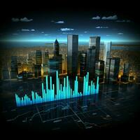 fusione di finanziario grafici e diagrammi ritrae intricato economico attività commerciale dinamica per sociale media inviare dimensione ai generato foto