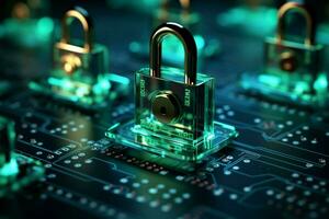 prevenzione di sicurezza informatica violazioni cerniere su proteggere dati entro ogni attività commerciale ai generato foto
