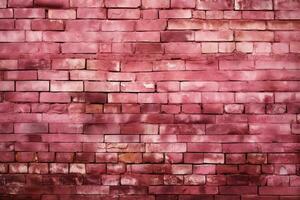 un' Impressionante sfondo vecchio, rosa mattone parete con incrinato, squallido dipingere ai generato foto