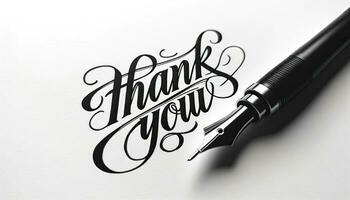 manoscritto parole 'Grazie Voi' elegantemente scritto con un' nero inchiostro penna, isolato su un' bianca sfondo. ai generativo foto