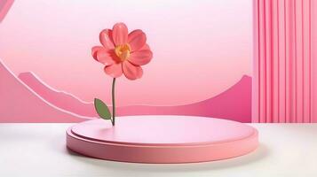 3d rosa podio modello ai generativo foto