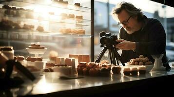 un' uomo nel ristorante ai generativo foto