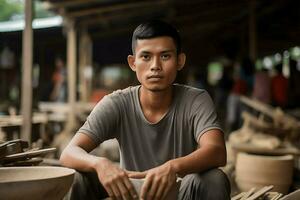 indonesiano uomo e difficile opera ai generativo foto