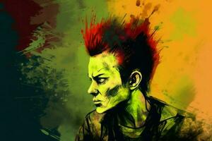 punk zombie graffiti ritratto. creare ai foto