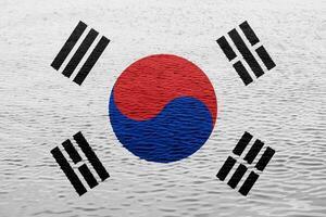 bandiera di repubblica di Corea su un' strutturato sfondo. concetto collage. foto