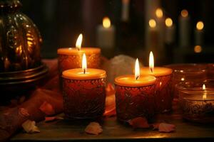 romantico ardente candele. creare ai foto