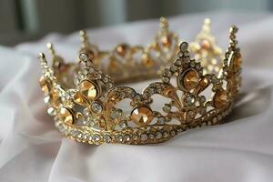 bellissimo oro tiara con gemme. creare ai foto