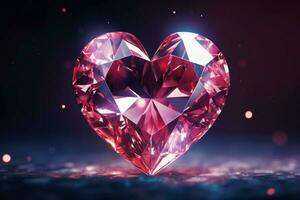 opulento diamante cuore gemma sfondo. creare ai foto