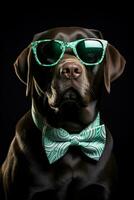 labrador cane da riporto gli sport splendore nel il buio 2023 bicchieri e luminosa vacanza arco cravatta foto