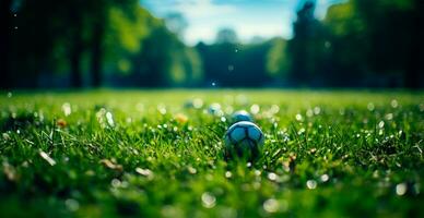 gli sport calcio stadio, verde nuovo prato - ai generato Immagine foto