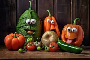 veggie commedia - un' giocoso ancora vita nel il cucina - ai generato foto