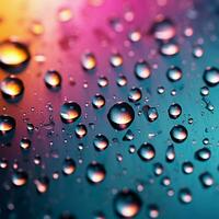 delicato gocce di pioggia grazia un' pendenza misto colore sfondo, la creazione di visivo contrasto per sociale media inviare dimensione ai generato foto