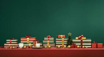 Natale ornamenti con i regali e copia spazio ai generativo foto