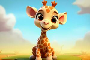 curioso carino bambino giraffa. creare ai foto