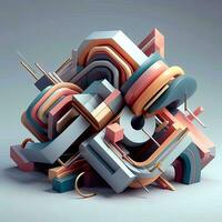 vivido geometrico eleganza - 3d creazioni nel lucido minimalismo foto