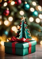 foto di il Natale albero e regalo scatole regali Natale luci contento nuovo anno
