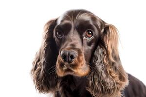 un' cane con un' bianca sfondo foto