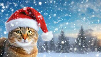 Natale gatto nel il neve. ai generativo. foto