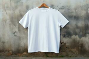 bianca camicia modello concetto con pianura capi di abbigliamento ai generativo foto