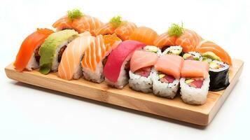 giapponese Sushi su un' nero e bianca sfondo creare ai foto