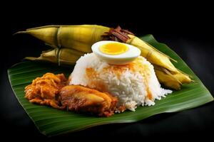 nasi lemak Banana foglia. creare ai foto