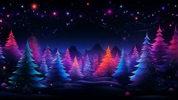 allegro Natale e contento nuovo anno sfondo. neon striscione, manifesto, blu, rosa, viola foto