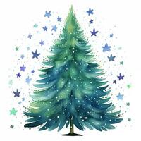 acquerello illustrazione di un' semplice verde abete rosso. Natale clipart, nuovo anno, vacanza, foresta foto