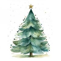 acquerello illustrazione di un' Natale albero. isolato clipart su bianca sfondo foto