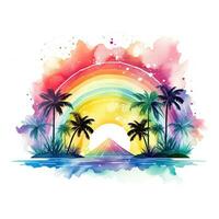 acquerello arcobaleno illustrazione, floreale arte, clipart, singolo elemento per design su bianca sfondo foto