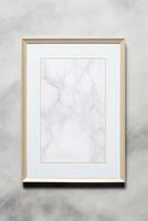 pulito minimo moderno telaio sospeso finto su contemporaneo su marmo parete ai generato foto
