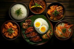 speziato filippina cibo piatti. creare ai foto