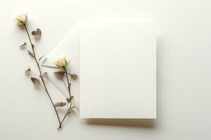 ai generato fiori su bianca con copia spazio foto