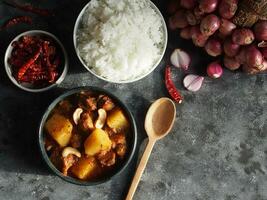 Manzo massaman curry, autentico tailandese e indiano cibo. foto